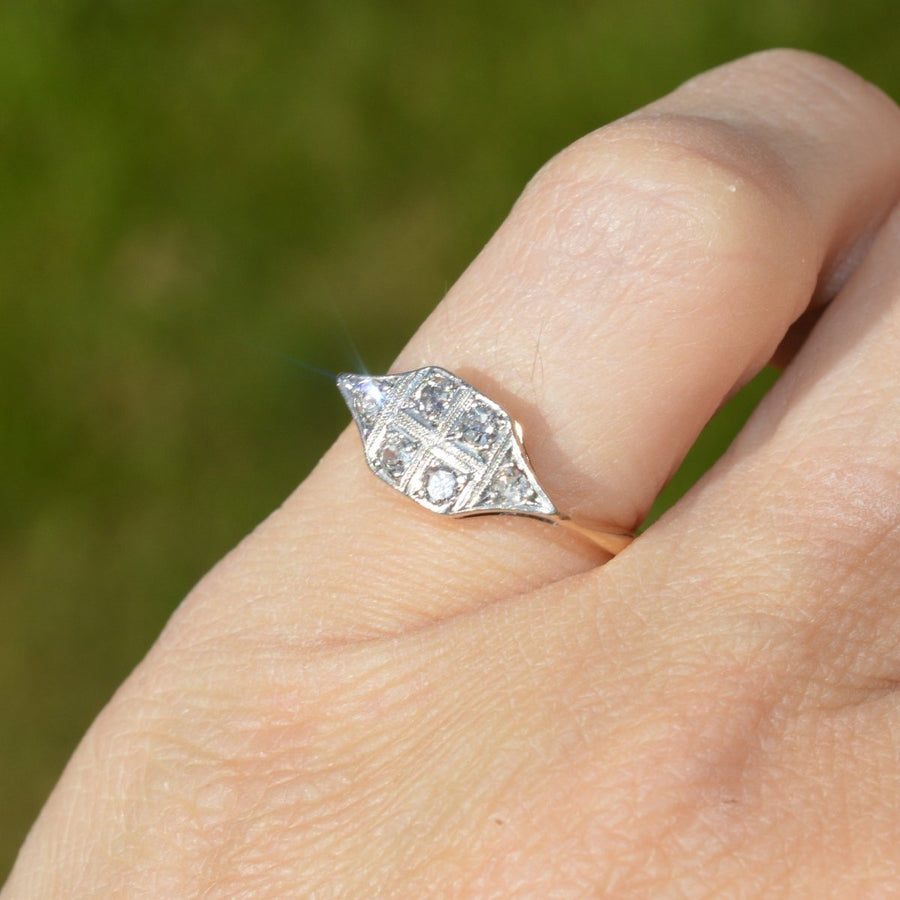 Art Deco 18ct Gold and Platinum Diamond Ring | Parkin and Gerrish | Antique & Vintage Jewellery