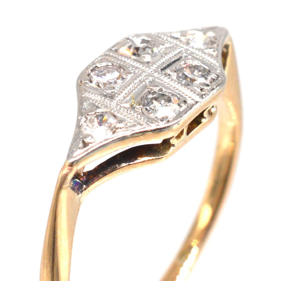 Art Deco 18ct Gold and Platinum Diamond Ring | Parkin and Gerrish | Antique & Vintage Jewellery