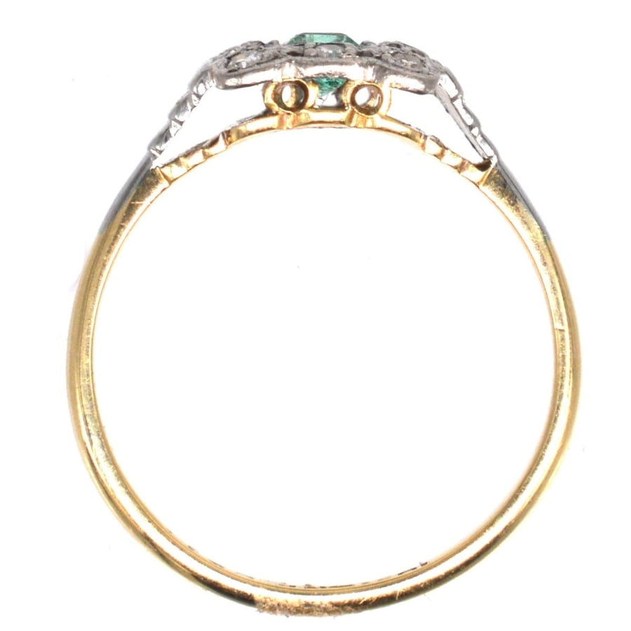 Art Deco 18ct Gold and Platinum Emerald and Diamond Ring | Parkin and Gerrish | Antique & Vintage Jewellery
