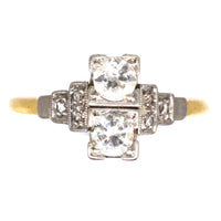 Art Deco 18ct Gold and Platinum Two Stone Toi et Moi Diamond Ring | Parkin and Gerrish (UK)