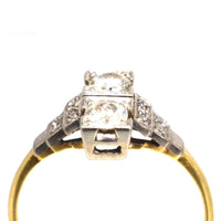 Art Deco 18ct Gold and Platinum Two Stone Toi et Moi Diamond Ring | Parkin and Gerrish (UK)