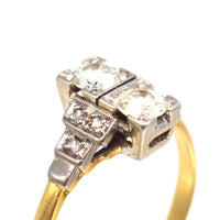 Art Deco 18ct Gold and Platinum Two Stone Toi et Moi Diamond Ring | Parkin and Gerrish (UK)