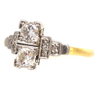 Art Deco 18ct Gold and Platinum Two Stone Toi et Moi Diamond Ring | Parkin and Gerrish (UK)