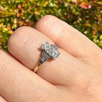 Art Deco 18ct Gold and Platinum Two Stone Toi et Moi Diamond Ring | Parkin and Gerrish (UK)