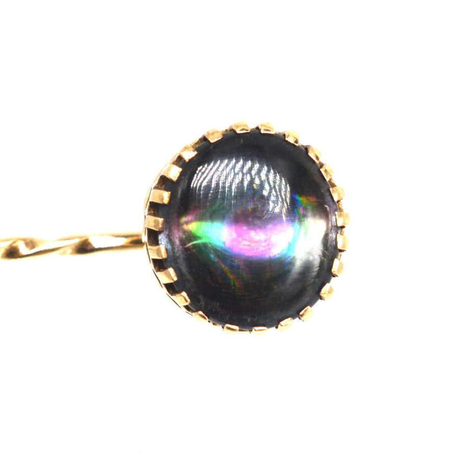 Art Deco 9ct Gold Black Mother of Pearl Tie Pin | Parkin and Gerrish | Antique & Vintage Jewellery