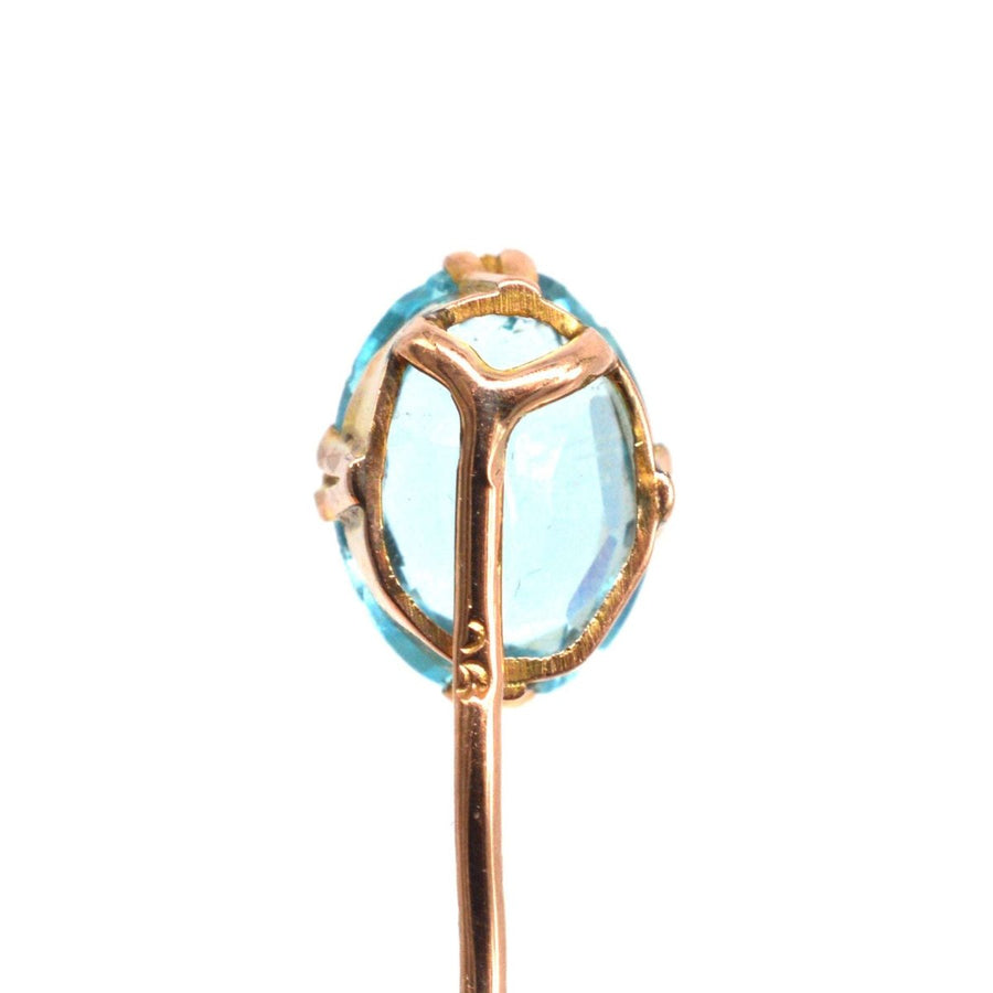 Art Deco 9ct Gold Blue Paste Tie Pin | Parkin and Gerrish | Antique & Vintage Jewellery