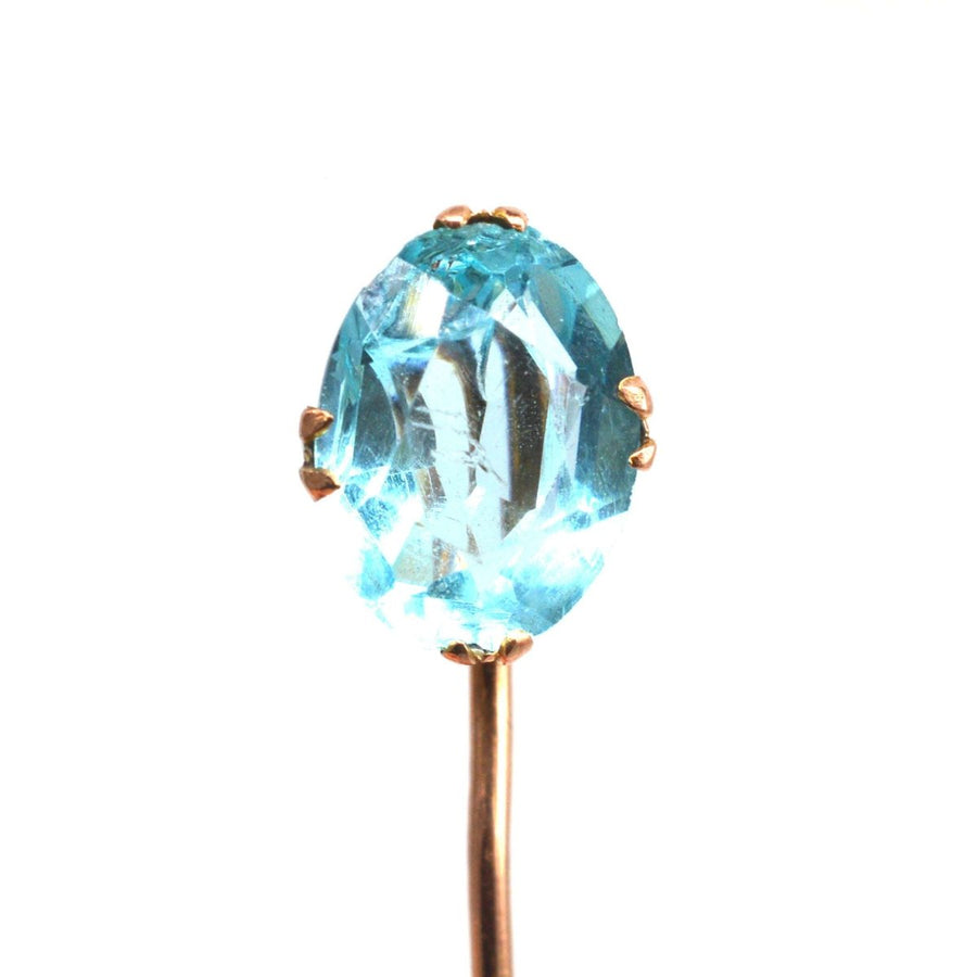 Art Deco 9ct Gold Blue Paste Tie Pin | Parkin and Gerrish | Antique & Vintage Jewellery