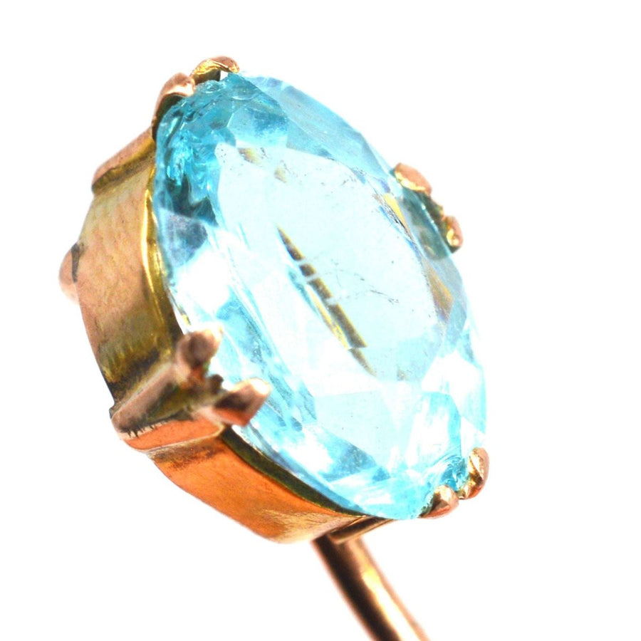 Art Deco 9ct Gold Blue Paste Tie Pin | Parkin and Gerrish | Antique & Vintage Jewellery