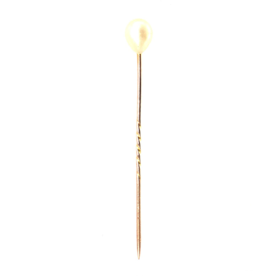 Art Deco 9ct Gold Faux Pearl Tie Pin | Parkin and Gerrish | Antique & Vintage Jewellery