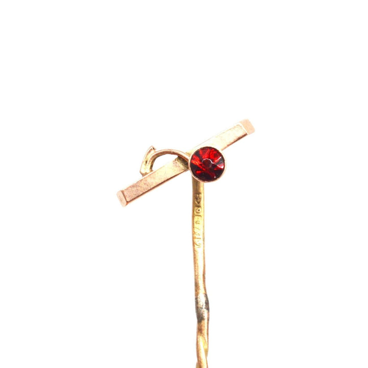 Art Deco 9ct Gold Garnet Tie Pin | Parkin and Gerrish | Antique & Vintage Jewellery