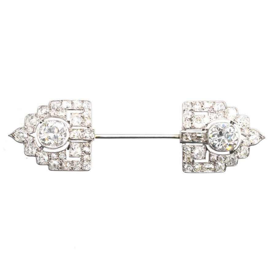 Art Deco Platinum 6 Carat Old European Diamond Jabot Brooch | Parkin and Gerrish | Antique & Vintage Jewellery