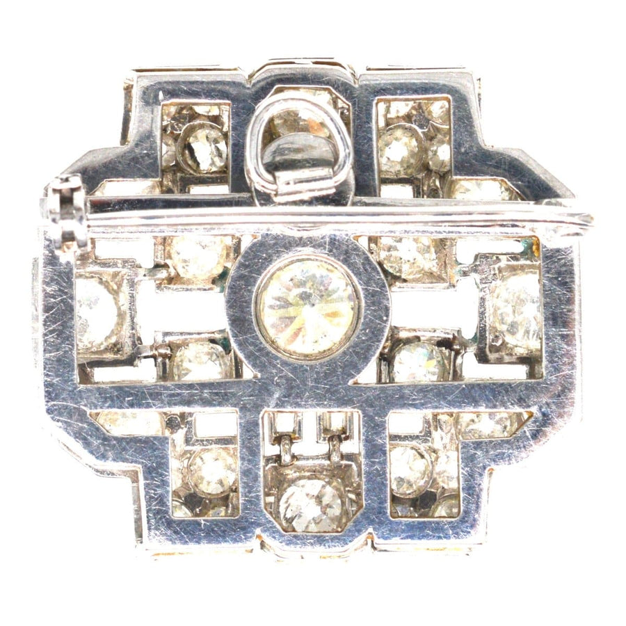 Art Deco Platinum 7 Carat Diamond Brooch in Original Case with a Pearl Necklace Attachment | Parkin and Gerrish | Antique & Vintage Jewellery