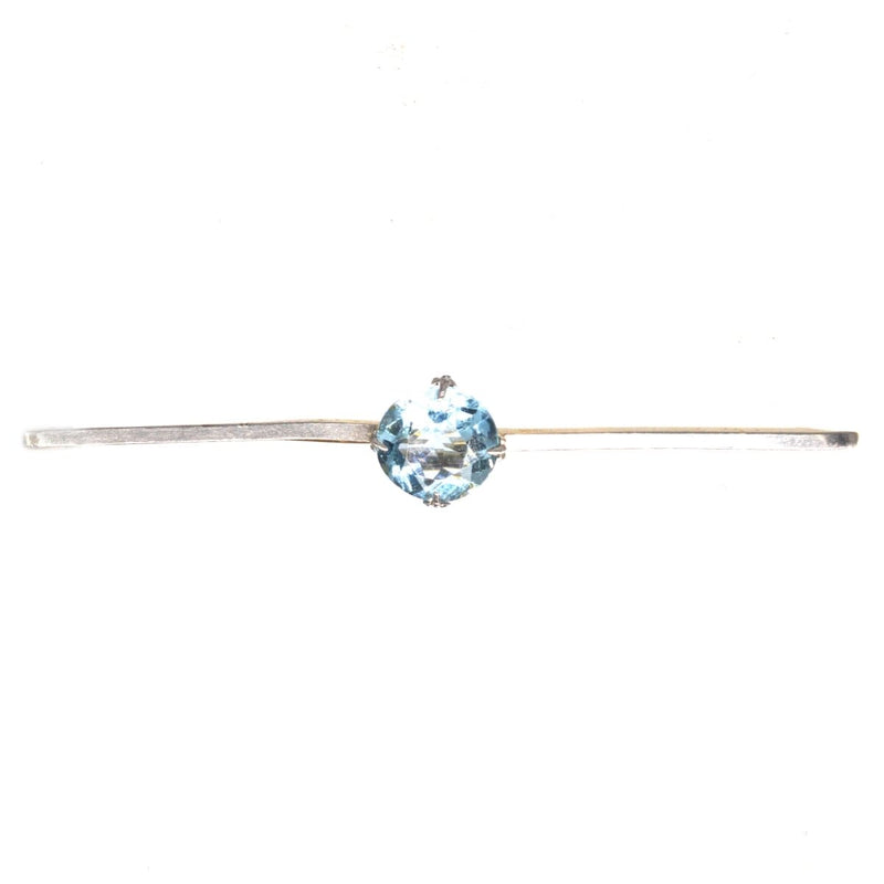 Art Deco Platinum and 15ct Gold Aquamarine Bar Brooch