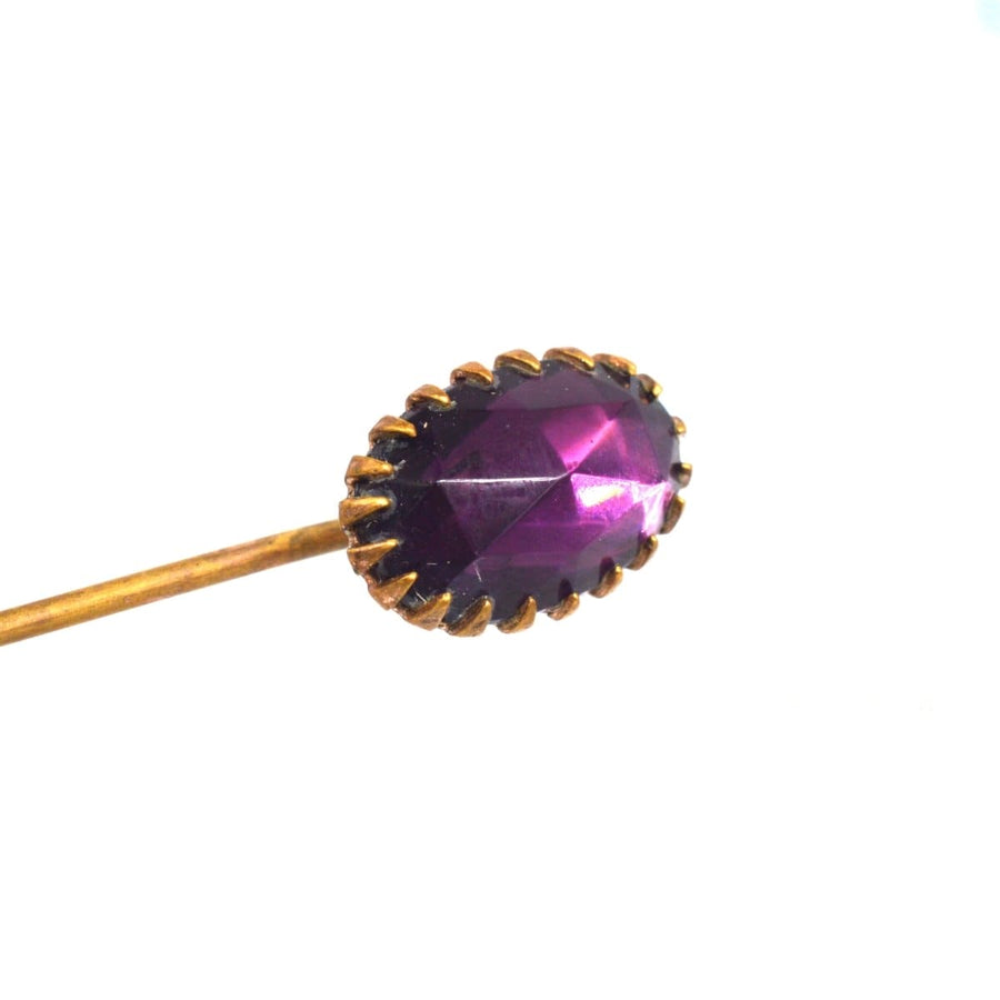 Art Deco Purple Rose Cut Paste Tie Pin | Parkin and Gerrish | Antique & Vintage Jewellery