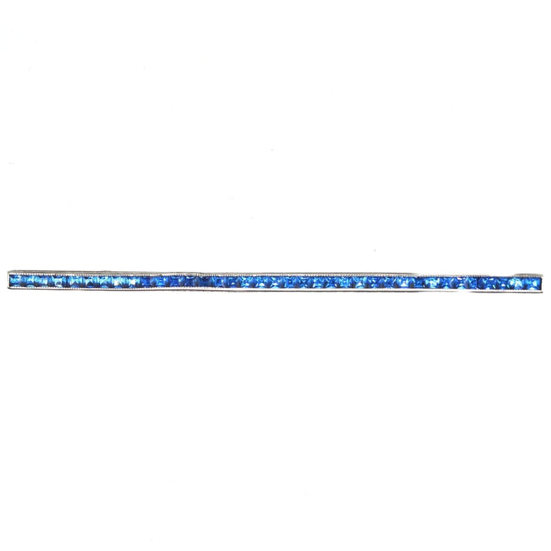 Broche Art Déco en pâte bleue argentée