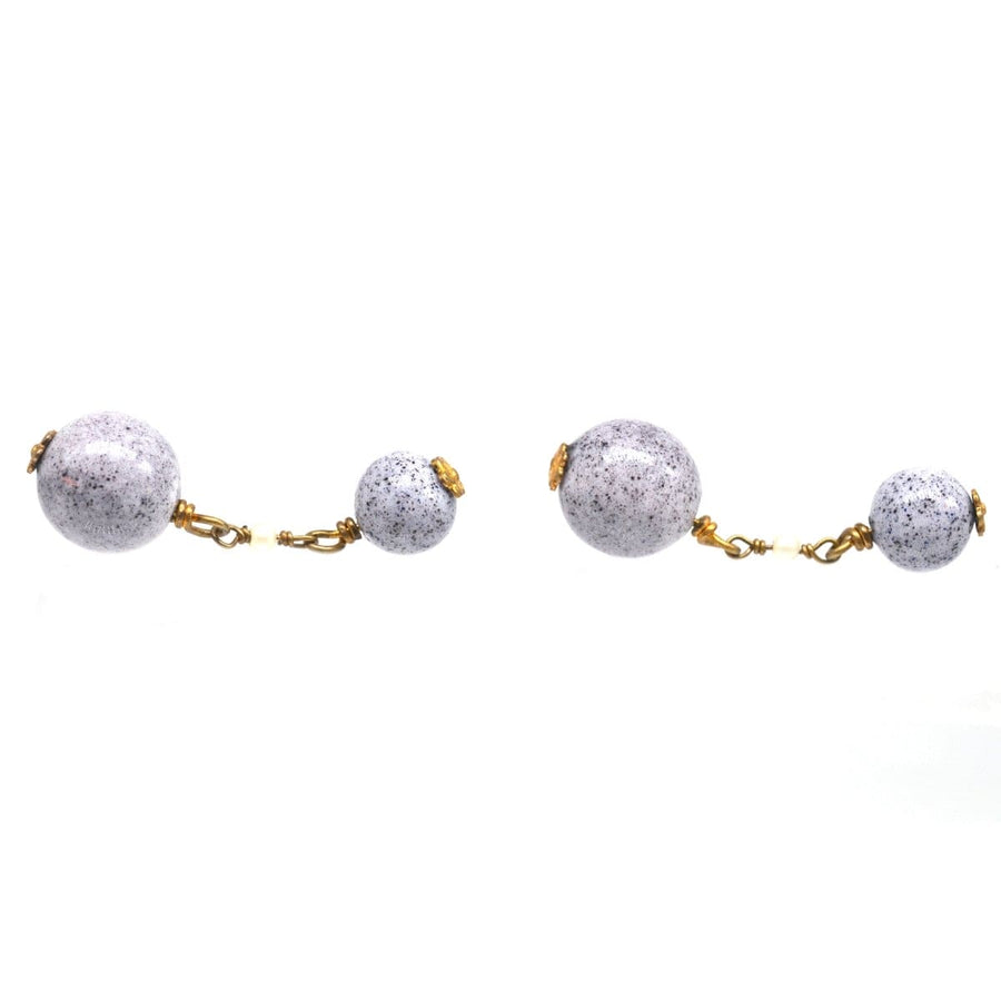 Art Deco Speckled Glass Bead and Seed Pearl Cufflinks | Parkin and Gerrish | Antique & Vintage Jewellery