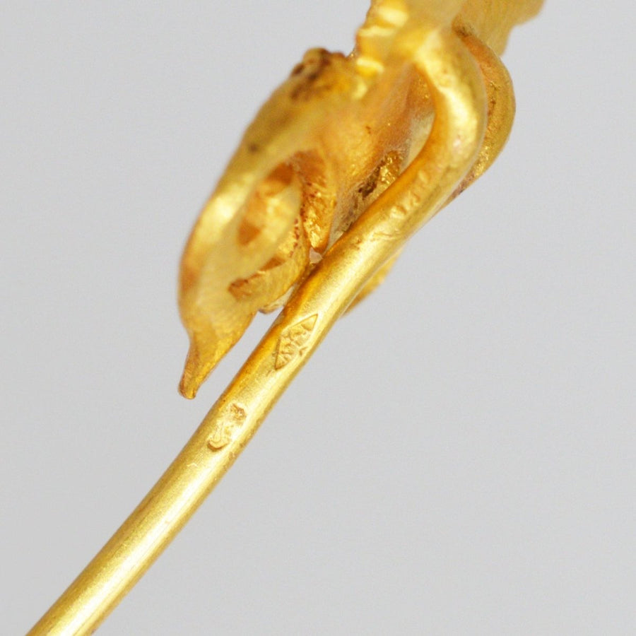 Art Nouveau 18ct Gold Griffin with a Diamond in his mouth | Parkin and Gerrish (UK)