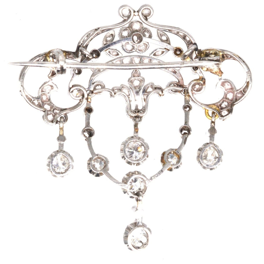 Belle Epoque French 18ct White Gold Diamond Drop Brooch and Pendant | Parkin and Gerrish | Antique & Vintage Jewellery