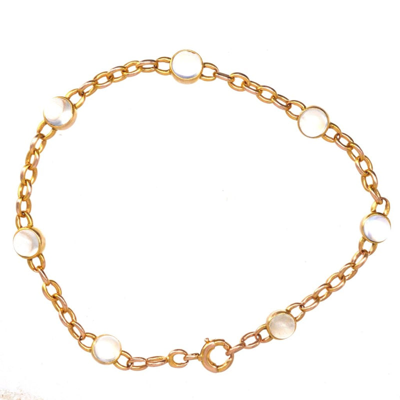 Early 20th Century 18ct Gold Moonstone Curb Chain Bracelet