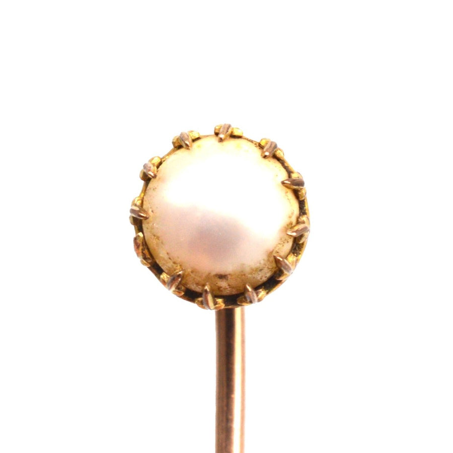 Early 20th Century 9ct Gold Cultured Pearl Tie Pin | Parkin and Gerrish | Antique & Vintage Jewellery