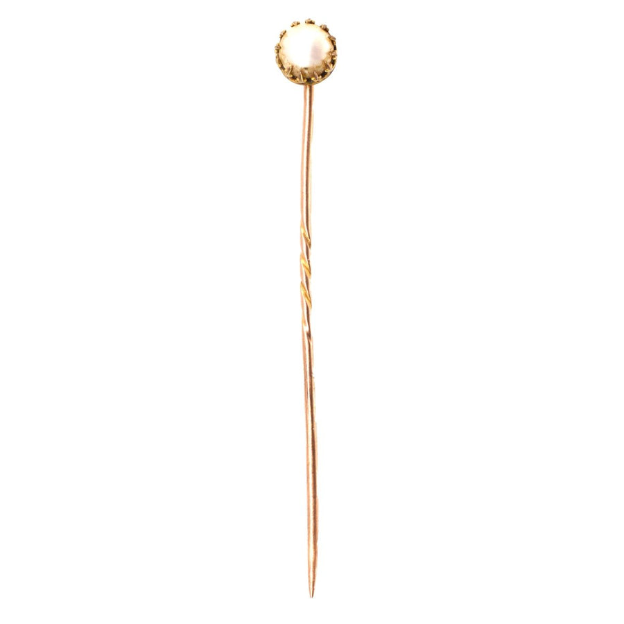 Early 20th Century 9ct Gold Cultured Pearl Tie Pin | Parkin and Gerrish | Antique & Vintage Jewellery