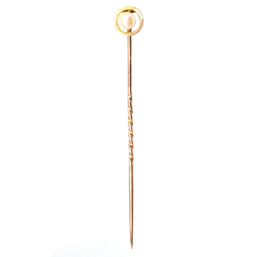 Early 20th century 9ct Gold Pearl Tie Pin | Parkin and Gerrish | Antique & Vintage Jewellery
