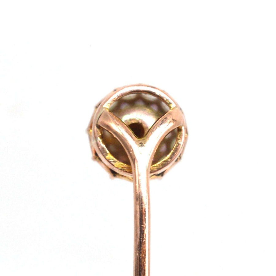 Early 20th Century 9ct Gold Single Cultured Pearl Tie Pin | Parkin and Gerrish | Antique & Vintage Jewellery