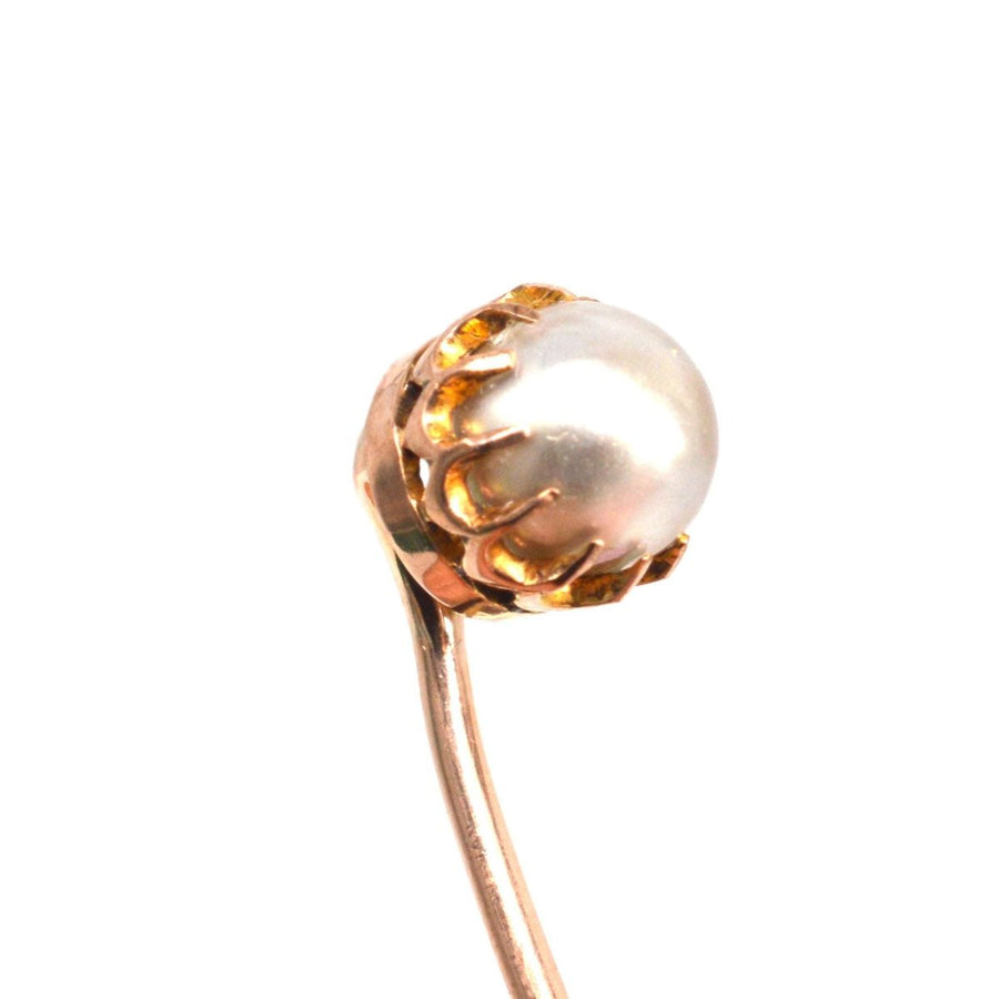 Early 20th Century 9ct Gold Single Cultured Pearl Tie Pin | Parkin and Gerrish | Antique & Vintage Jewellery