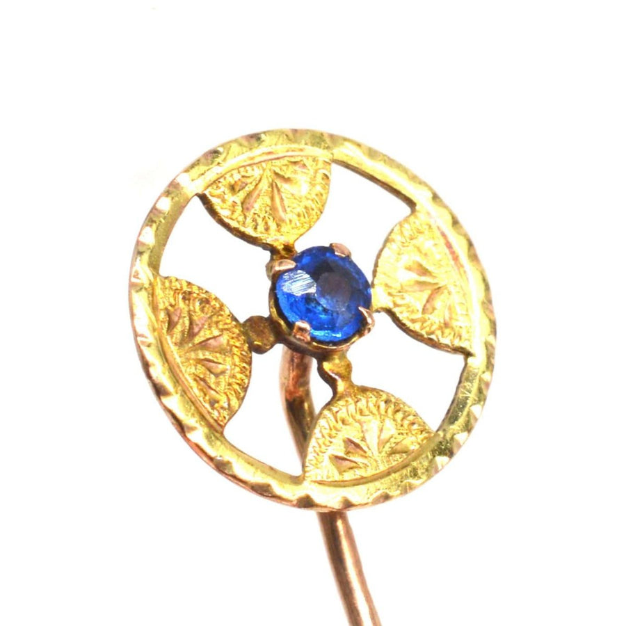Early 20th century Arts and Crafts 10K Sapphire Tie Pin | Parkin and Gerrish | Antique & Vintage Jewellery