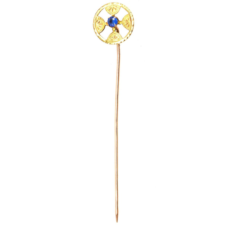 Early 20th century Arts and Crafts 10K Sapphire Tie Pin | Parkin and Gerrish | Antique & Vintage Jewellery
