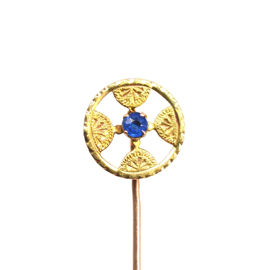 Early 20th century Arts and Crafts 10K Sapphire Tie Pin | Parkin and Gerrish | Antique & Vintage Jewellery