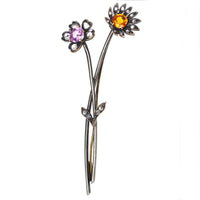 Early 20th Century Austro - Hungarian 14ct Gold Topaz & Rose Diamond Floral Brooch | Parkin and Gerrish (UK)