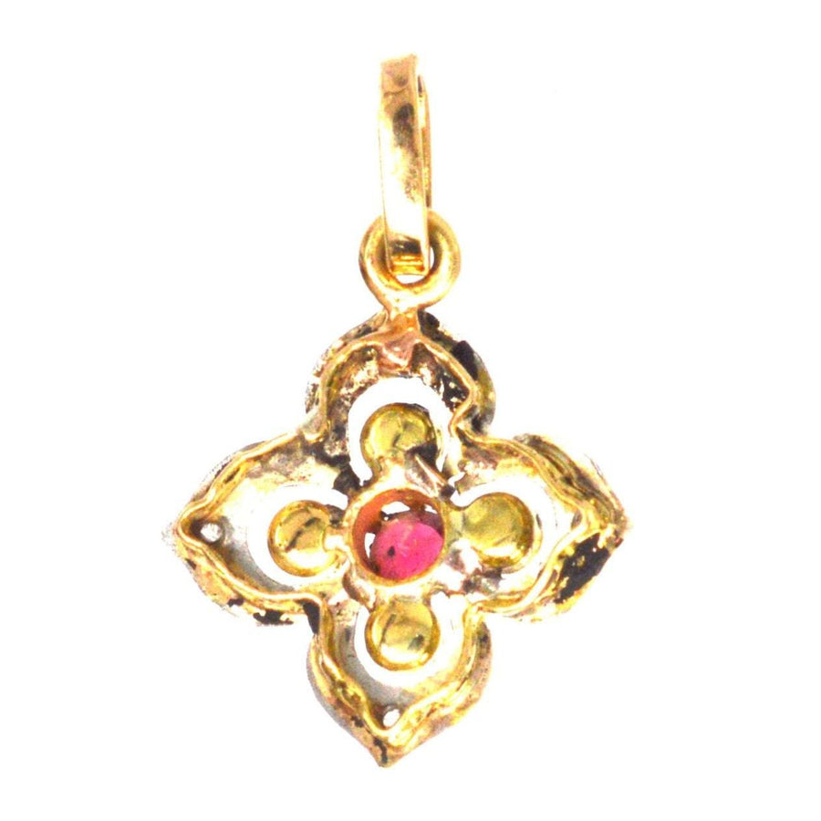Early 20th Century Diamond, Pearl and Ruby Quatrefoil Pendant | Parkin and Gerrish (UK)