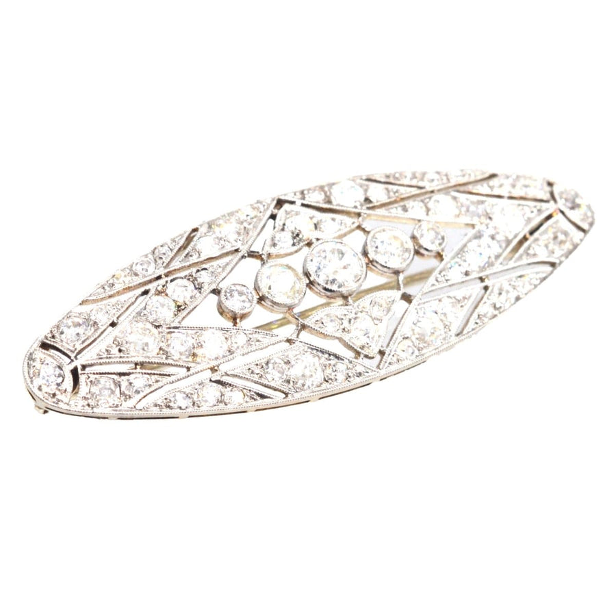 Early 20th Century French Platinum and 18ct Gold Diamond Brooch | Parkin and Gerrish | Antique & Vintage Jewellery