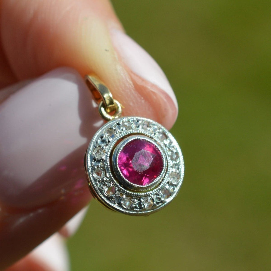 Early 20th Century Synthetic Ruby and Rose - Cut Diamond Pendant | Parkin and Gerrish | Antique & Vintage Jewellery