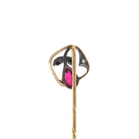 Edwardian 14ct Gold Synthetic Red Spinel and Diamond Tie Pin | Parkin and Gerrish (UK)