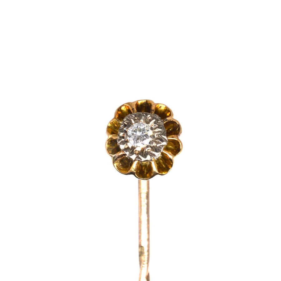 Edwardian 15ct Gold and Platinum Diamond Tie Pin | Parkin and Gerrish | Antique & Vintage Jewellery