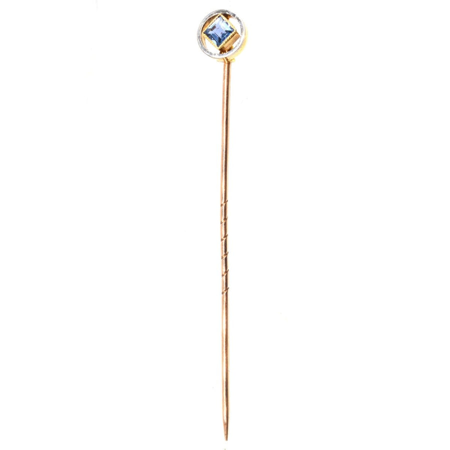 Edwardian 15ct Gold and Platinum Sapphire Tie Pin | Parkin and Gerrish | Antique & Vintage Jewellery