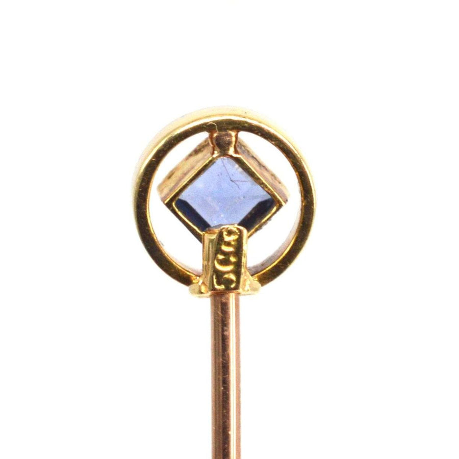 Edwardian 15ct Gold and Platinum Sapphire Tie Pin | Parkin and Gerrish | Antique & Vintage Jewellery