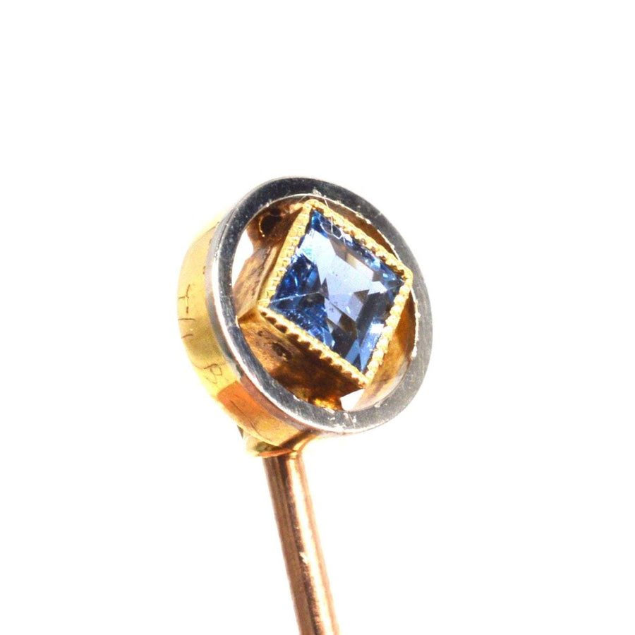 Edwardian 15ct Gold and Platinum Sapphire Tie Pin | Parkin and Gerrish | Antique & Vintage Jewellery