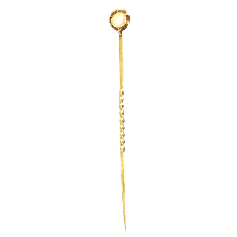 Edwardian 15ct Gold Cultured Pearl Tie Pin | Parkin and Gerrish | Antique & Vintage Jewellery