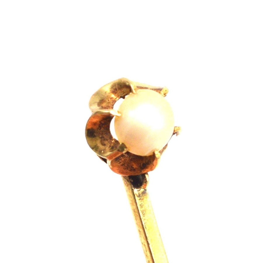 Edwardian 15ct Gold Cultured Pearl Tie Pin | Parkin and Gerrish | Antique & Vintage Jewellery