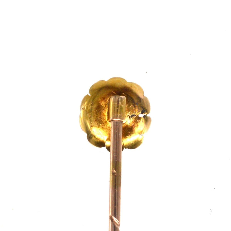 Edwardian 15ct Gold Flower Tie Pin with a Diamond | Parkin and Gerrish | Antique & Vintage Jewellery