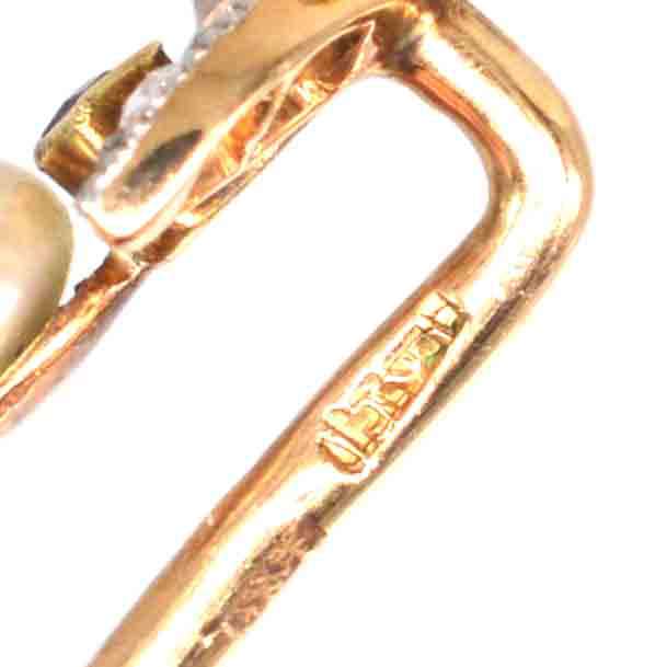 Edwardian 15ct Gold Ruby, Diamond and Natural Pearl Tie Pin | Parkin and Gerrish (UK)