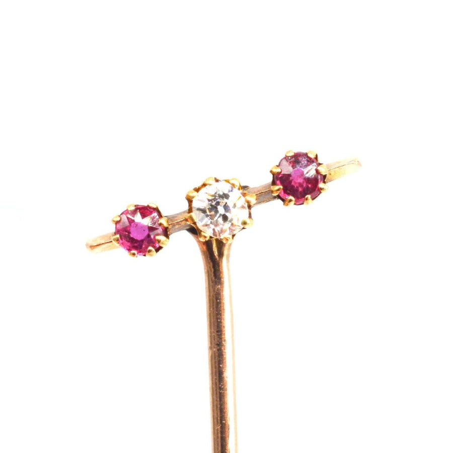 Edwardian 15ct Gold Ruby & Diamond Tie Pin | Parkin and Gerrish | Antique & Vintage Jewellery