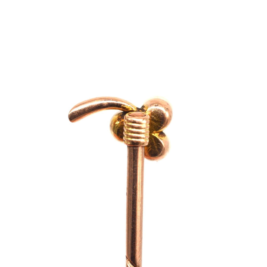 Edwardian 15ct Gold Trio Pearl Clover Tie Pin | Parkin and Gerrish | Antique & Vintage Jewellery