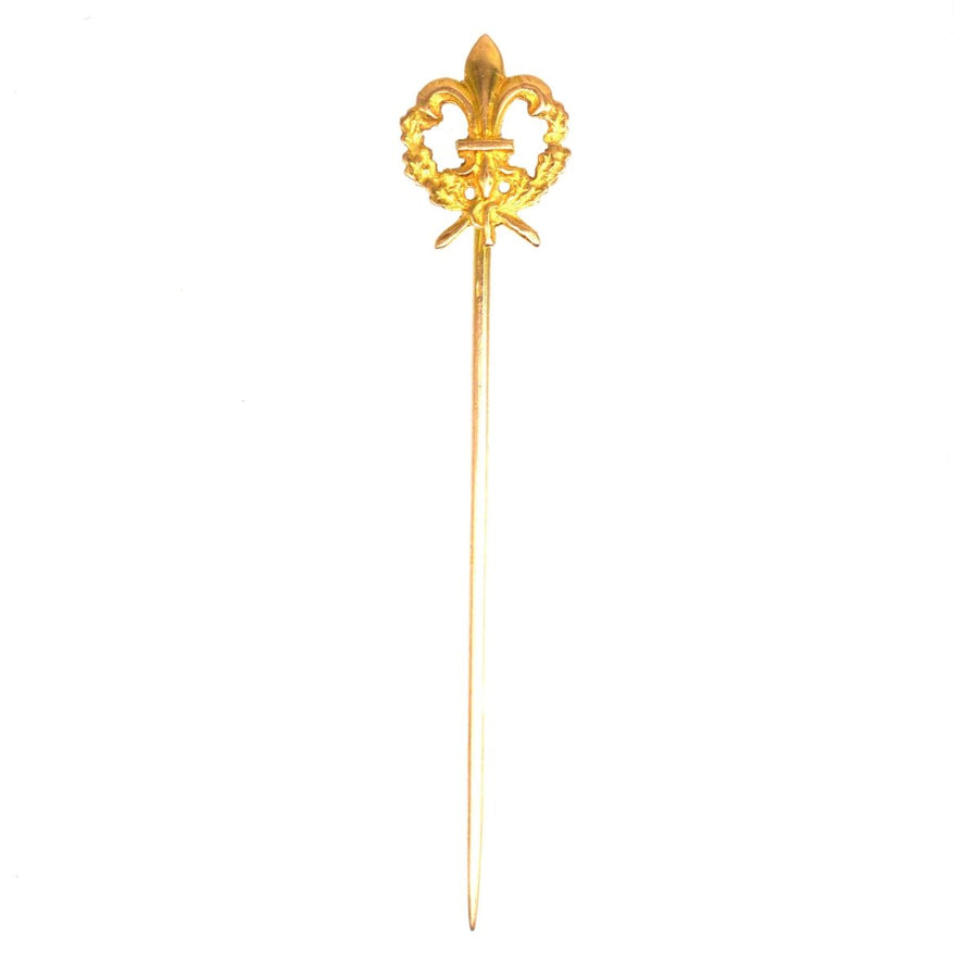 Edwardian 18ct Gold French Fleur - de - Lis Wreath Tie Pin | Parkin and Gerrish | Antique & Vintage Jewellery