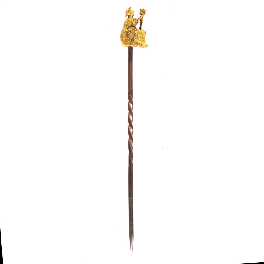 Edwardian 18ct Gold Royal Norfolk Regiment Britannia Tie Pin | Parkin and Gerrish | Antique & Vintage Jewellery