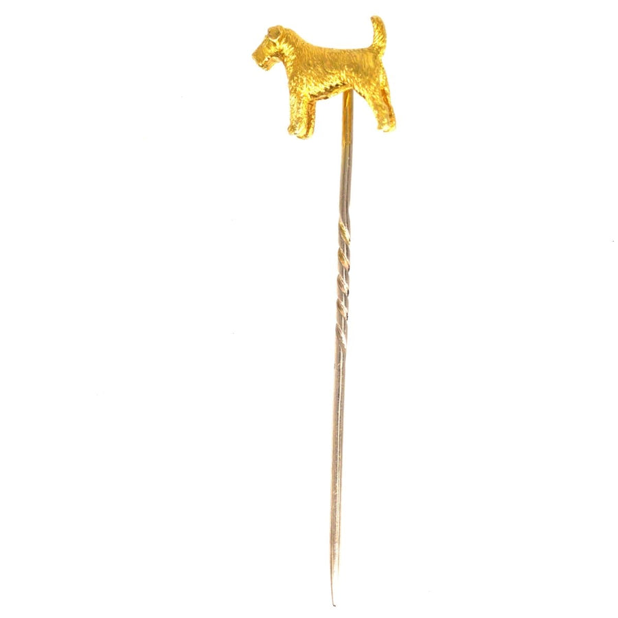 Edwardian 18ct Gold Terrier Dog Tie Pin | Parkin and Gerrish | Antique & Vintage Jewellery