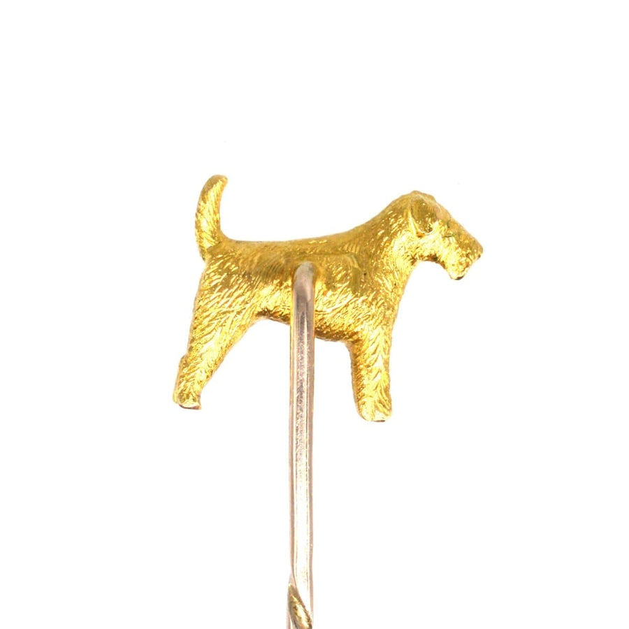 Edwardian 18ct Gold Terrier Dog Tie Pin | Parkin and Gerrish | Antique & Vintage Jewellery